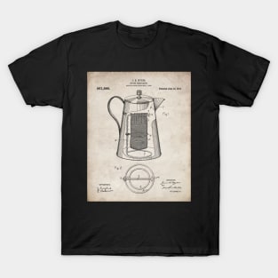 Coffee Percolator Patent - Coffee Shop Art - Antique T-Shirt